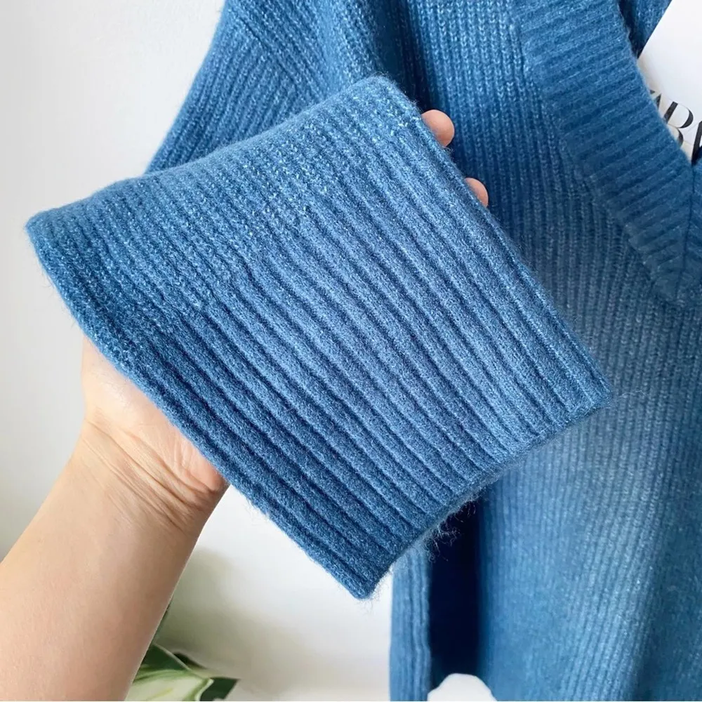 ZARA  Plush Oversized V Neck Sweater - Image 5