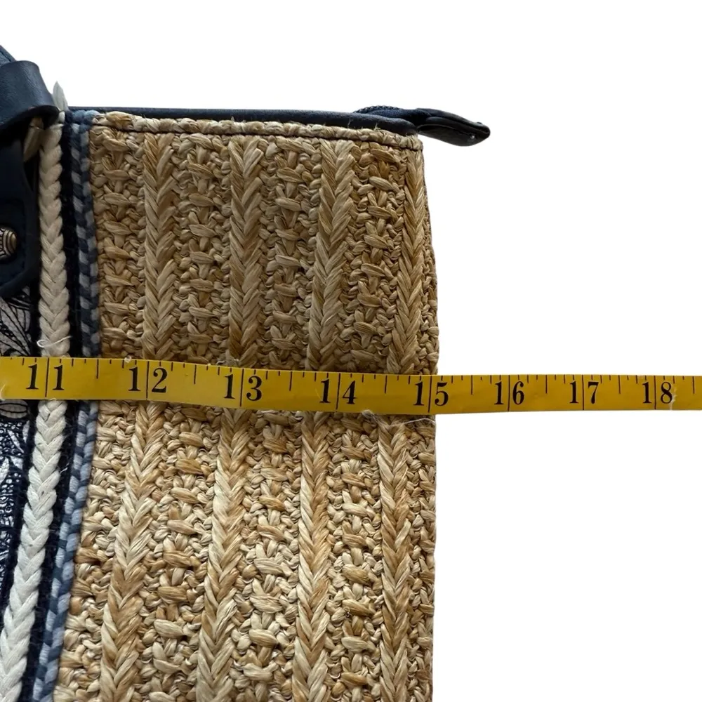 The Sak Sakroots Metro Tote 'Navy Spirit Desert' Straw & Canvas Shoulder Bag - Image 9