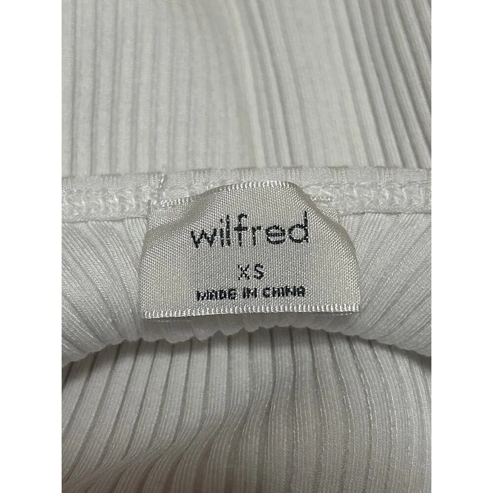 Aritzia Wilfred White Ribbed Knit Sculpt Sleeveless Open Back Bodysuit Top XS - Image 3