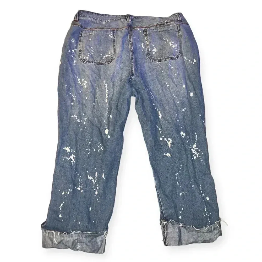 Angel kiss splattered Y2k cropped denim - Image 3