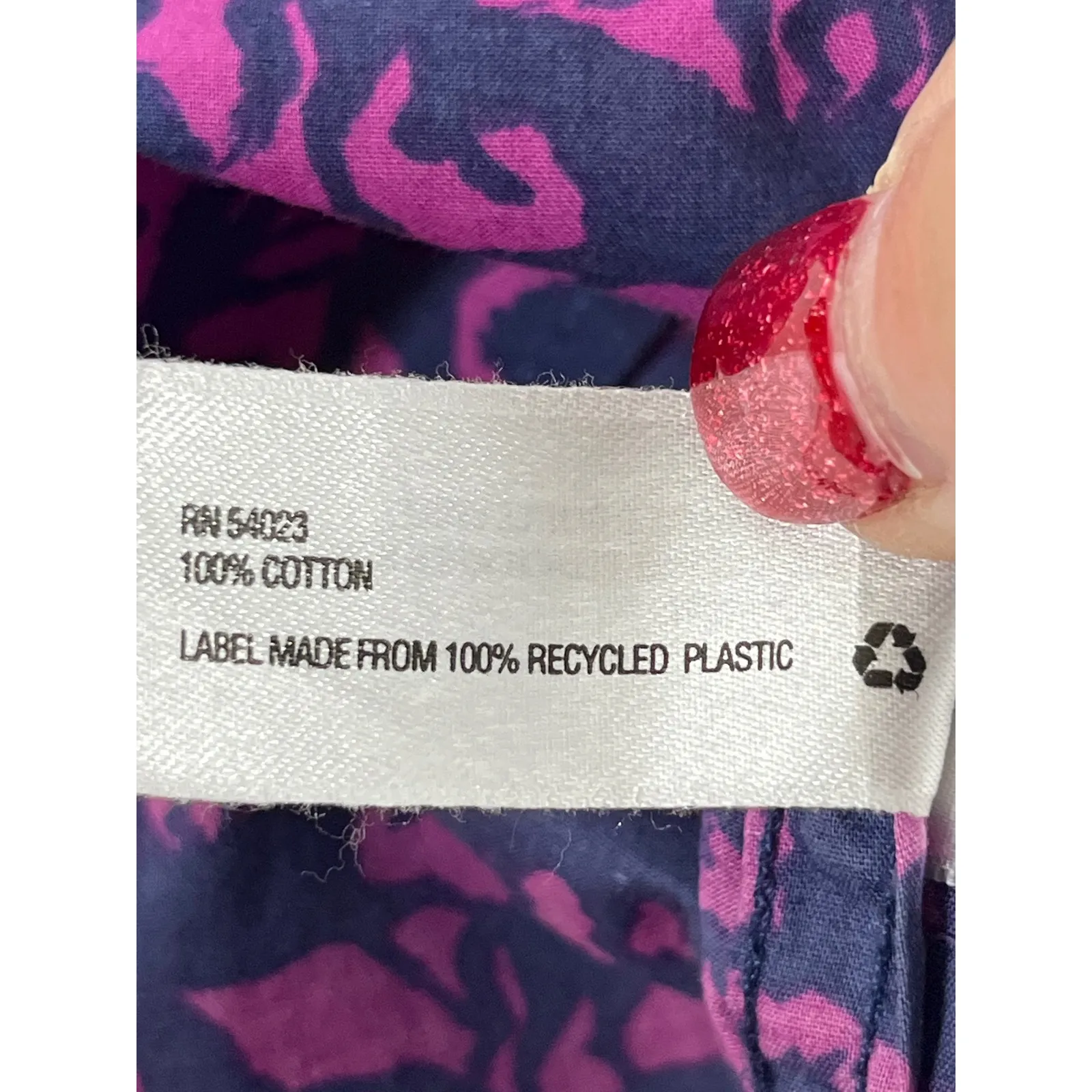 Gap Fitted Boyfriend Shirt Womens 1/2 Button Up Pink Purple Horse Print Preppy M - Image 6