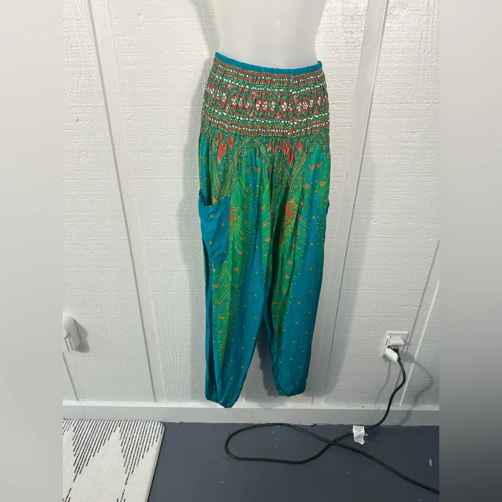 Boho Harem Trousers for Women Elastic Waist Printed Hippie Pants Size XS EUC - Image 2