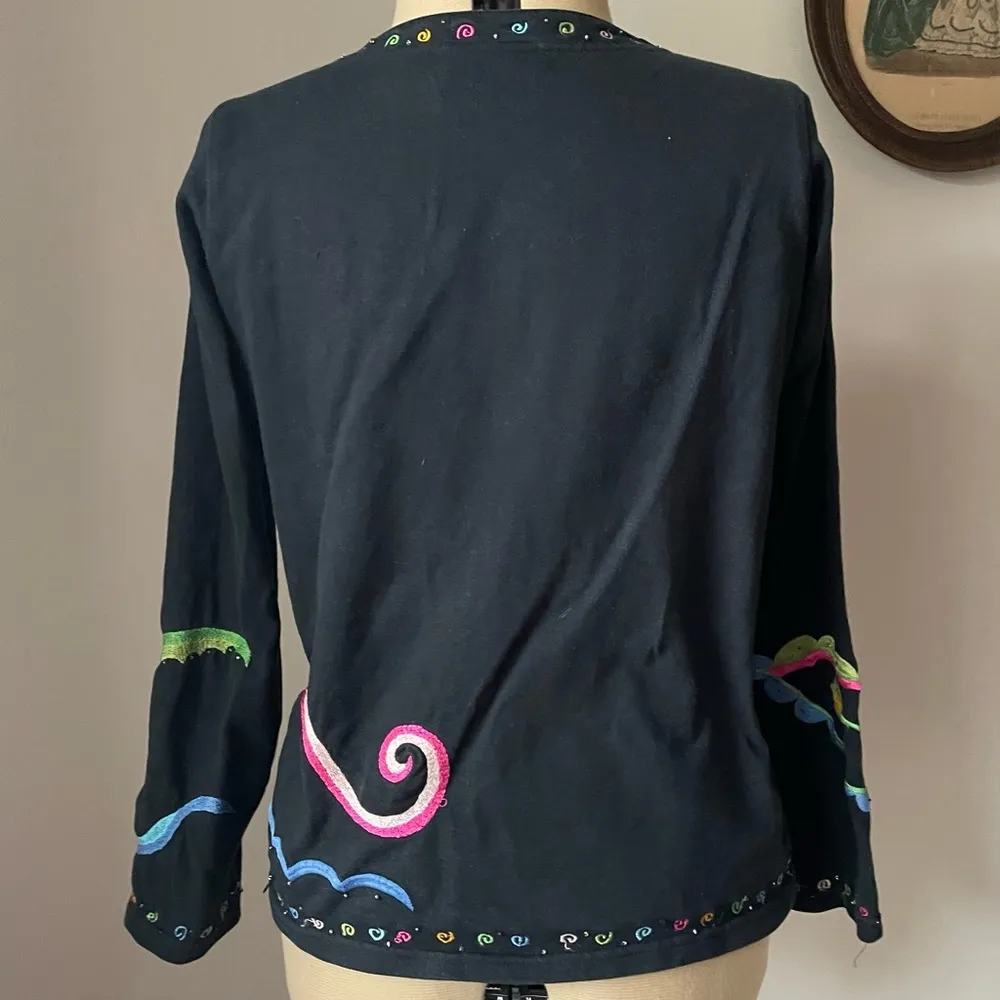 VINTAGE 1980s Michael Simon embroidered cardigan Size M - Image 6