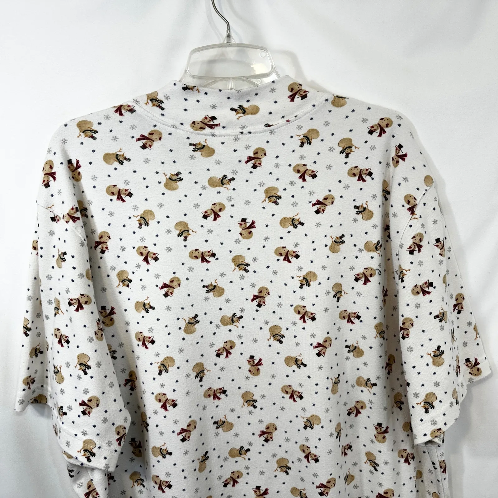 VTG Bobbie Brooks Plus Size 22/24W Top Mock Neck Snowman Christmas Holiday 1791 White - Image 8