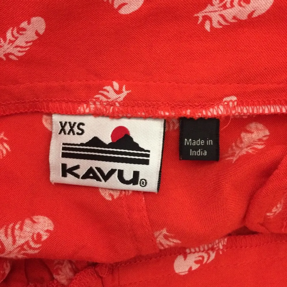 Kavu Women’s Orange Feather Print Lightweight Pull-On Shorts - Image 2