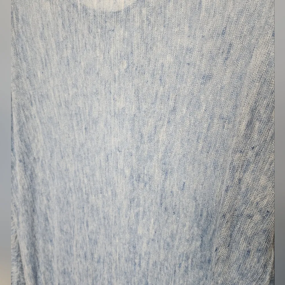 EILEEN FISHER Blue linen asymmetrical woven knit top size xs - Image 2
