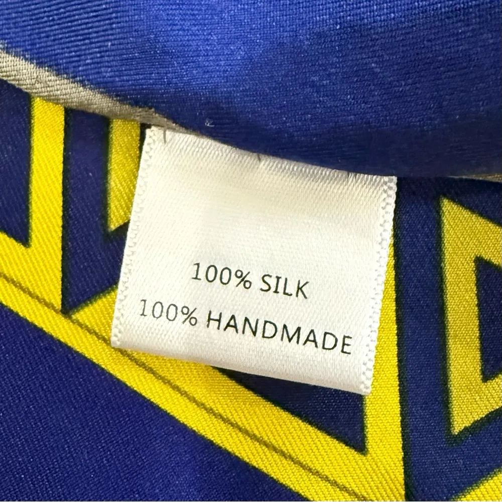 Vintage The Silk Road Anna Chrowy? Abstract Vibrant Color 100% Silk Scarf 42”X43 Blue - Image 10