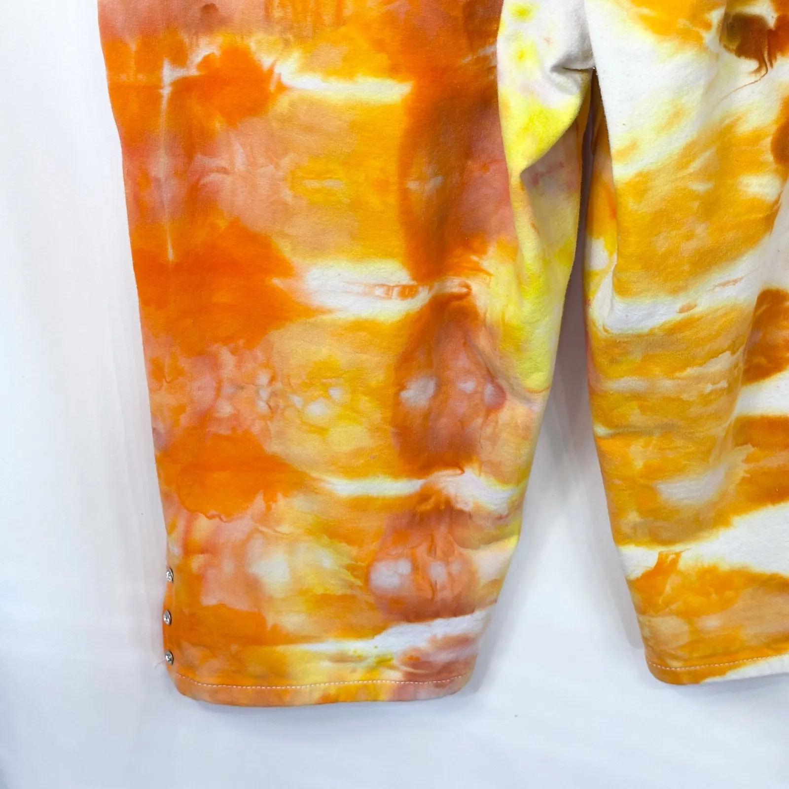 Dream Jeans Quacker Factory Large Capri Handmade Tie Dye Orange Rhinestone 286 - Image 12