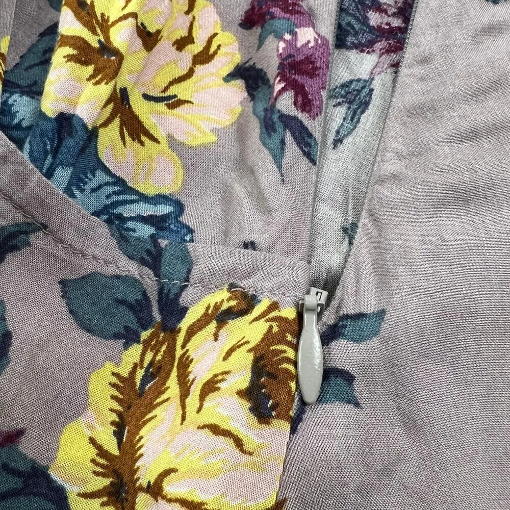 Free People Lavender Floral Rayon Flowy Swing Shorts Wide Leg Side Zip Size 4 - Image 6