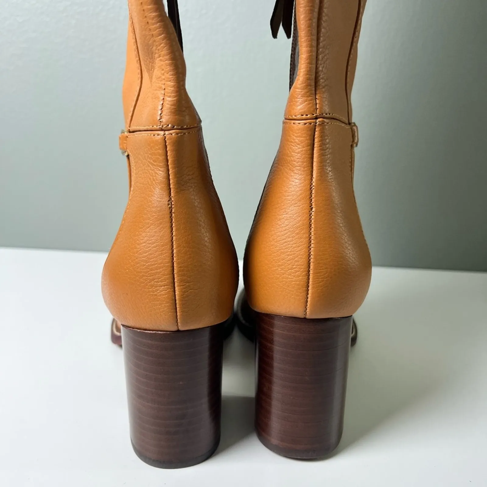 Sam Edelman Brown Almond Toe Elsy Zip Up Tall Block Heel Boot in Caramel 9.5 - Image 10
