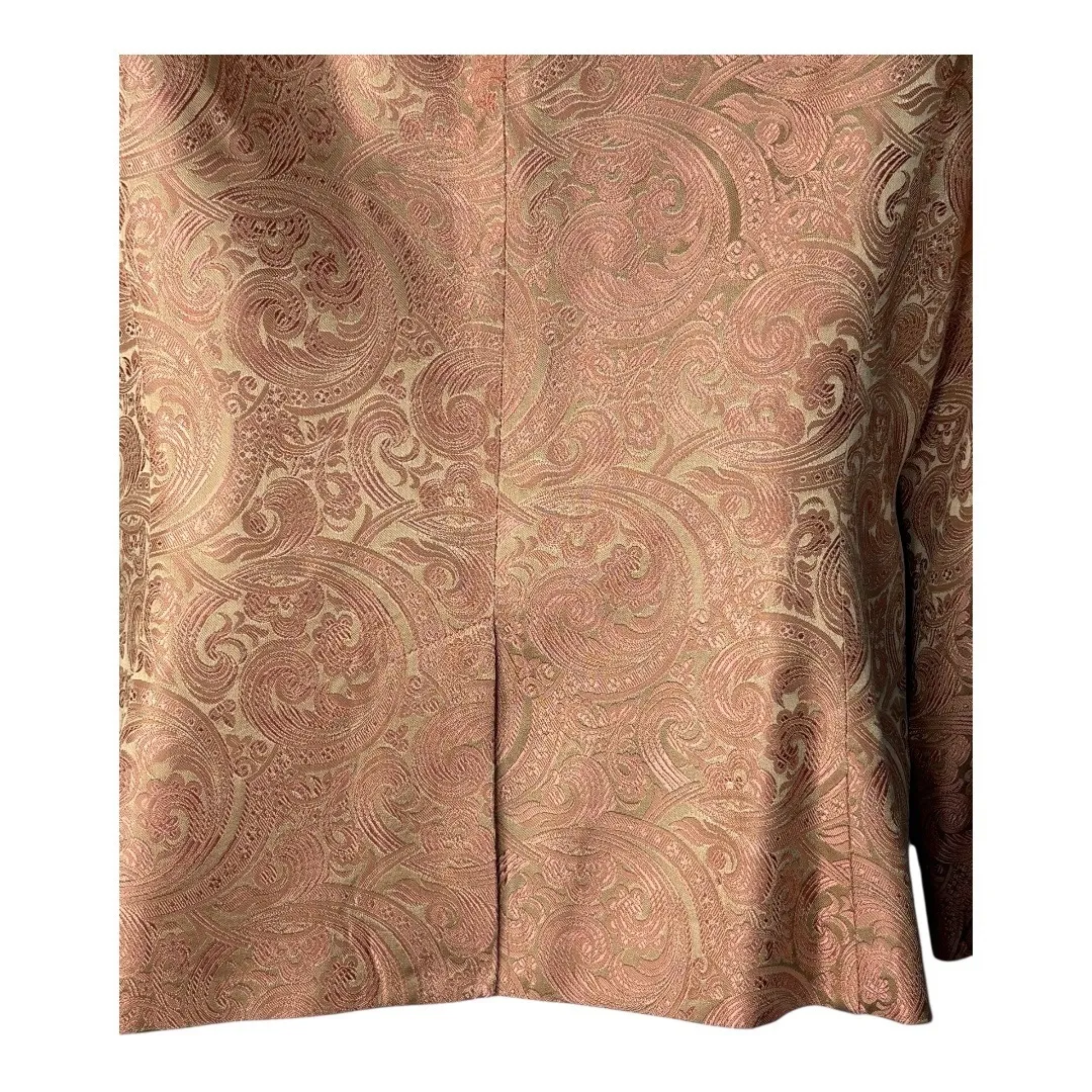 Laundry by Shelli Segal Blazer‎ Jacket Pink Gold Paisley Brocade Career Size 6 - Image 6