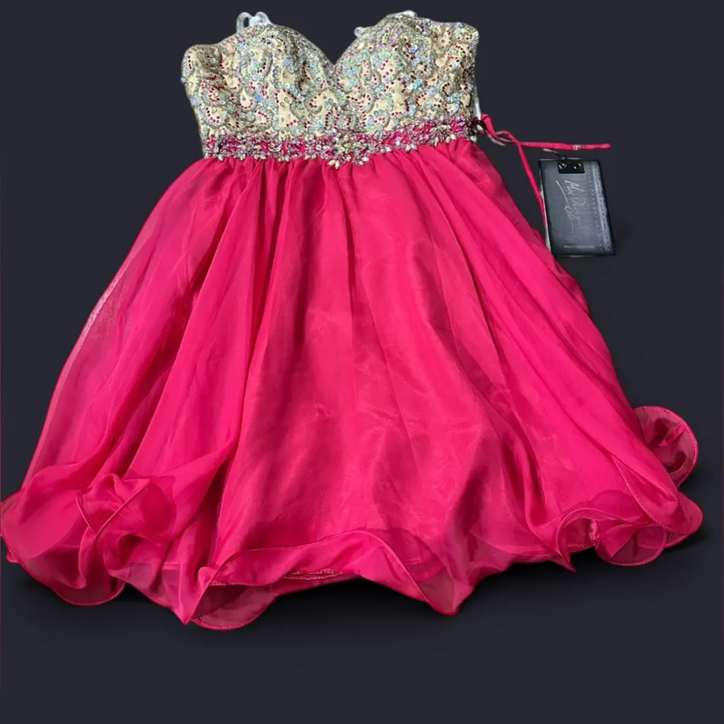 NWT Mac Duggal embellished short prom homecoming event dress 81928N fuschia sz 2 - Image 3
