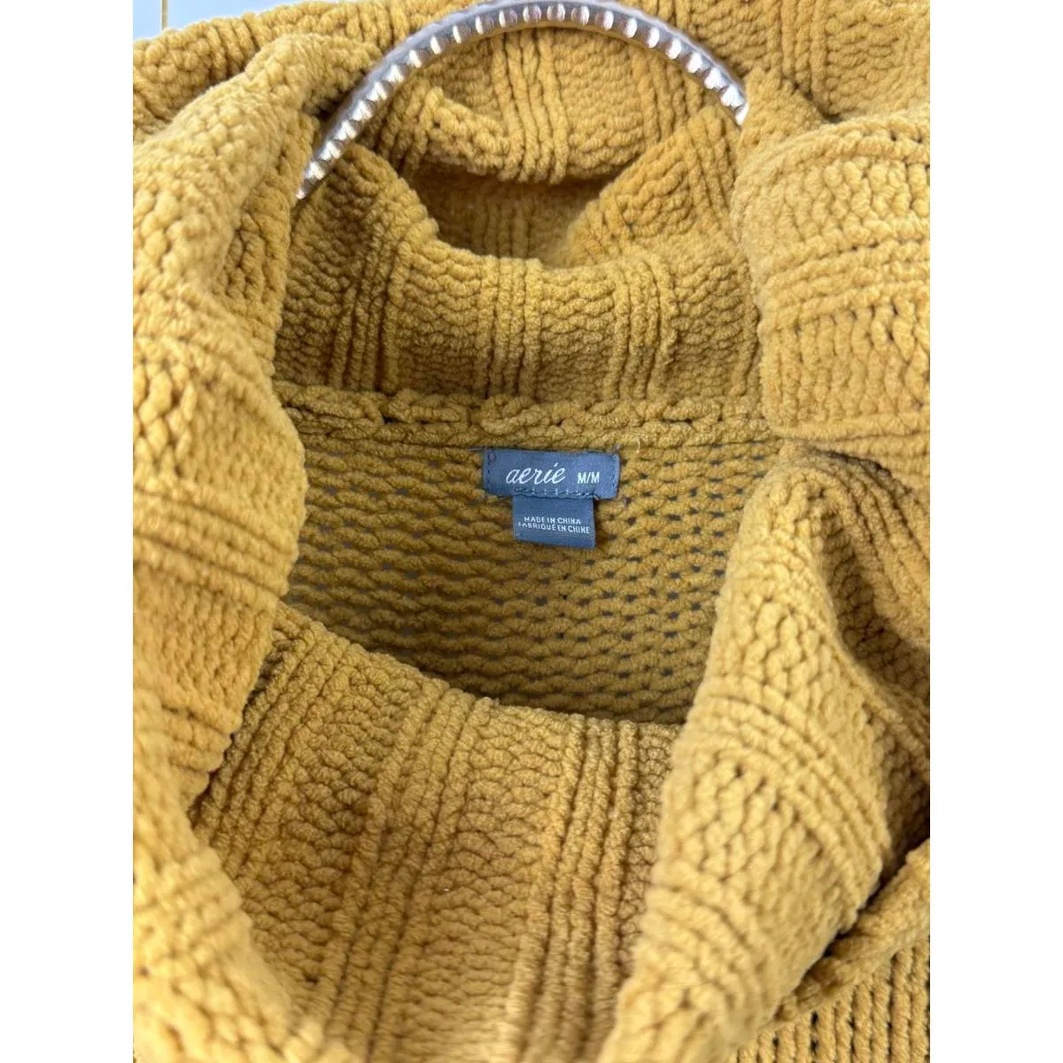 Aerie Mustard Yellow Chenille Oversized Turtleneck Sweater - Size - Medium - Image 4