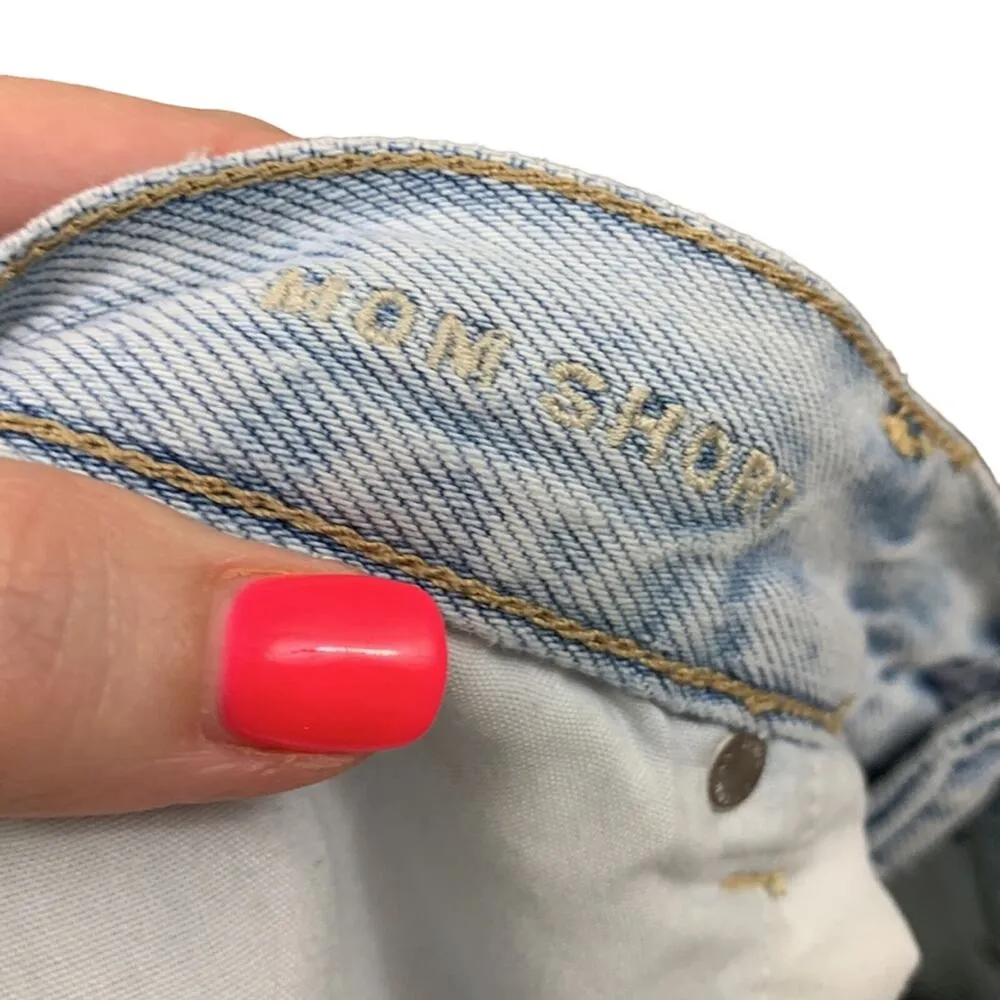 American Eagle Mom Ripped/Distressed Light Wash Cutoff Jean Shorts - Image 3