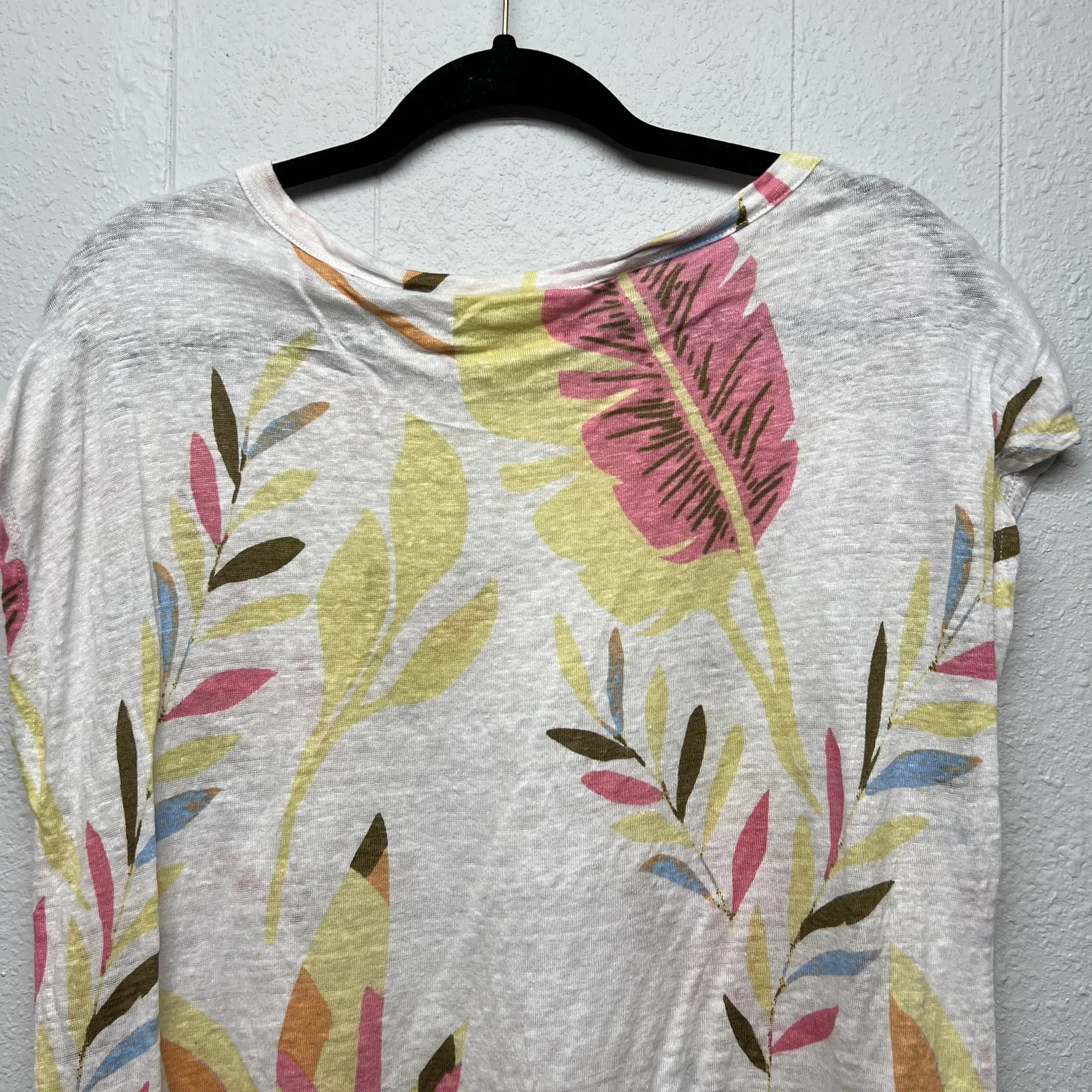 Cynthia Rowley 100% Linen Floral Top Womens Medium Beachy Coastal Workwear Chic - Image 6