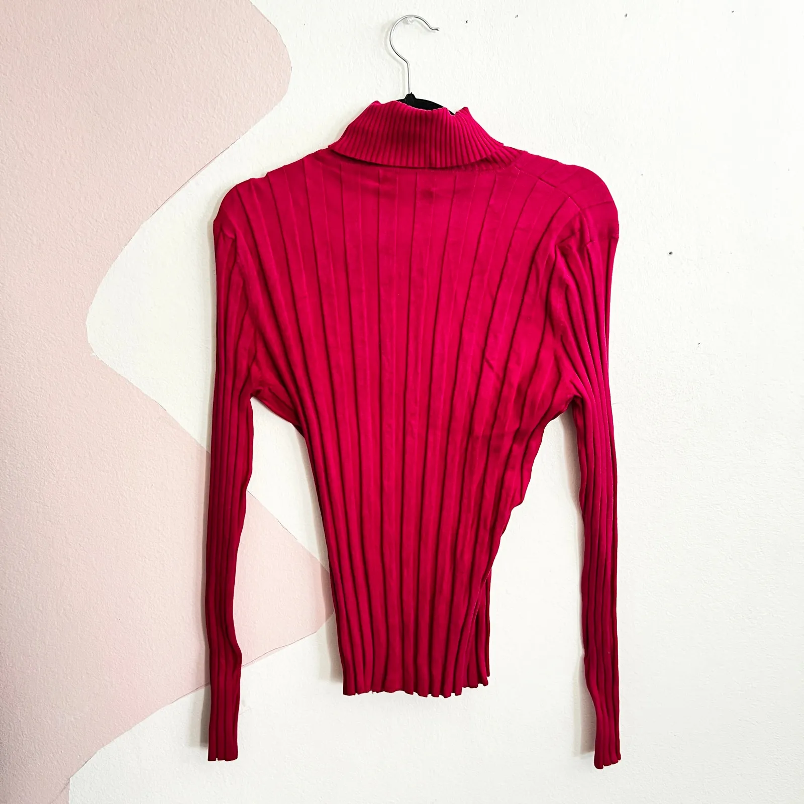 Vintage Pink Ribbed Sweater Y2K 2000s Pullover Coquette 90s Large - Image 2