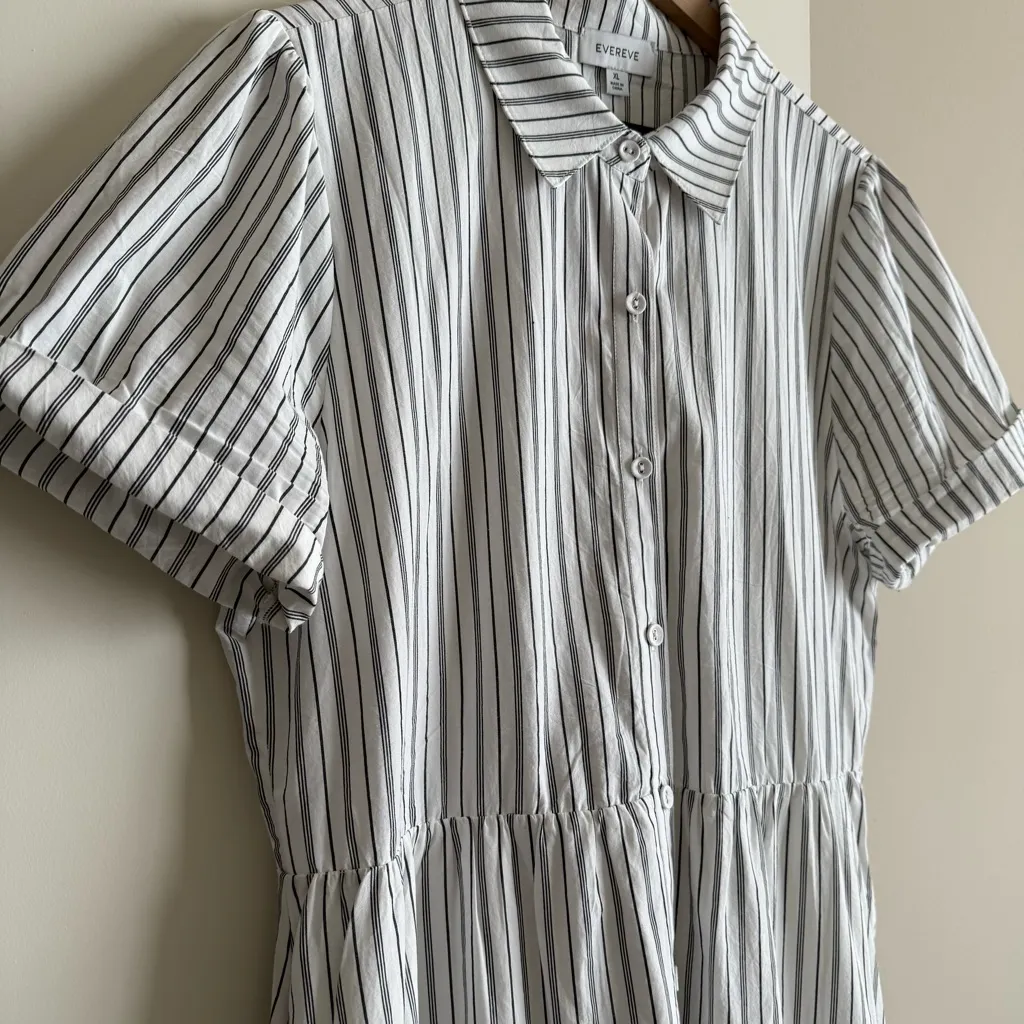 Evereve Ella White Striped Cotton Poplin Midi Shirtdress Size XL - Image 4
