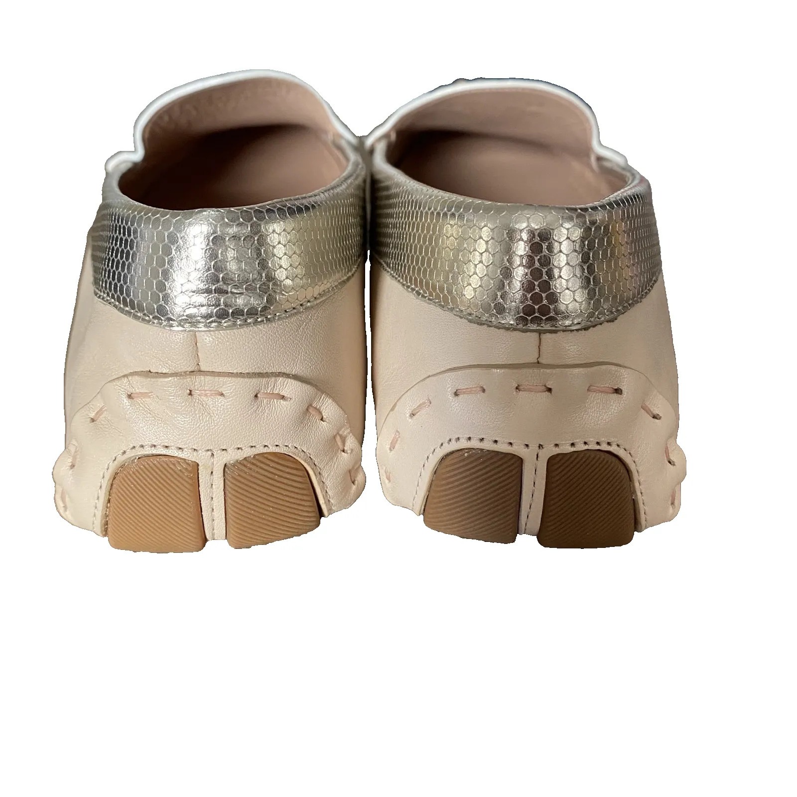 Cole Haan Evelyn Driver Leather Loafers Size 8.5 NWOB Tan White Gold - Image 4