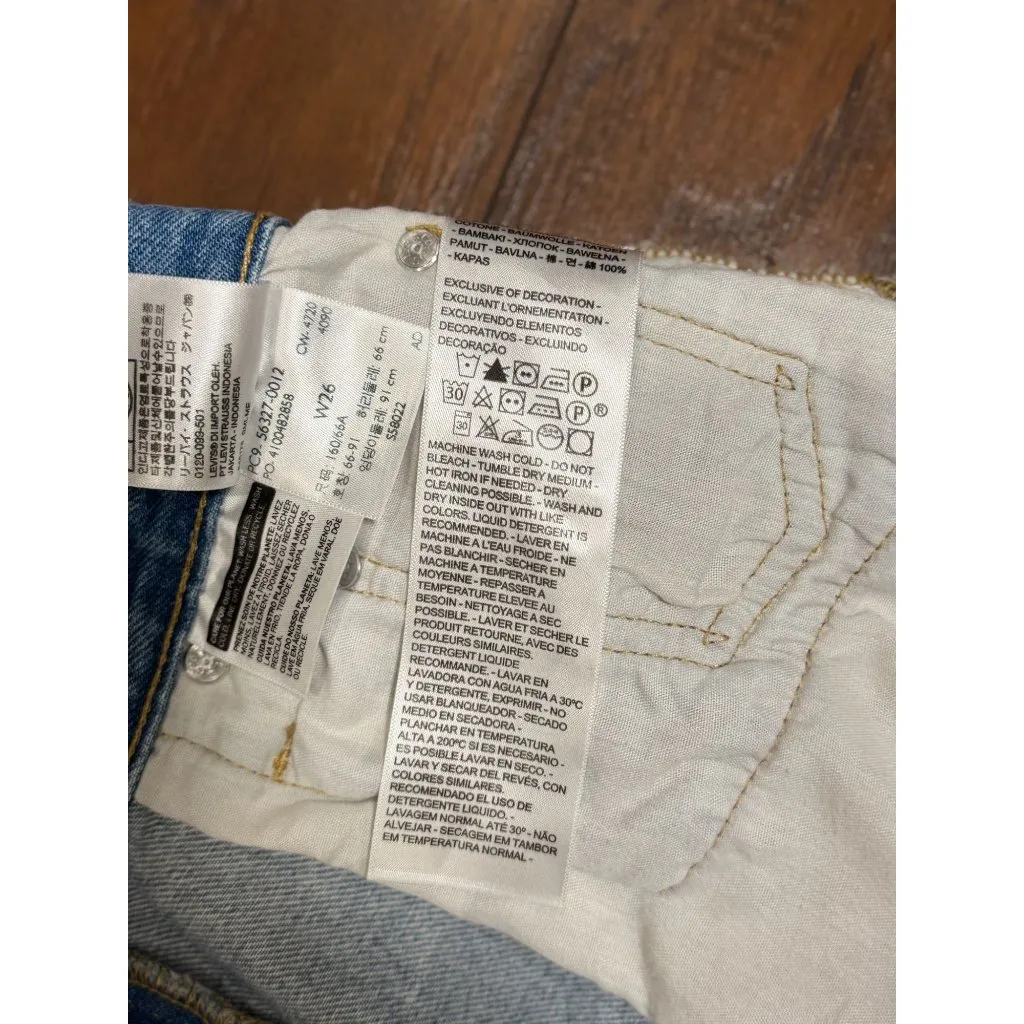 Levi's Premium 501 Shorts 26 Womens Distressed Denim Blue Ripped High-Waisted - Image 12