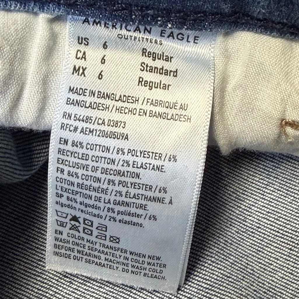 American Eagle Curvy Kick Boot Jeans Women's 6 Next Level Stretch Blue Denim - Image 11