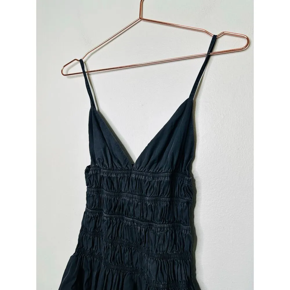 SAU LEE Black 100% Cotton Hourglass Smock Waist Brielle Midi Dress Size US 4 - Image 4