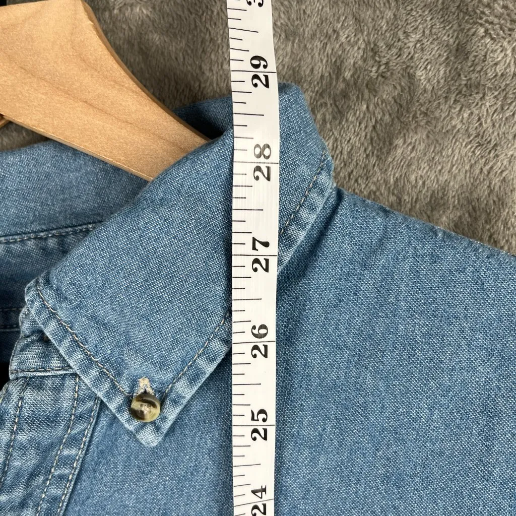 Port Authority Fiesta Graphic Denim Button Up Shirt Size L Long Sleeve Cowboy - Image 7