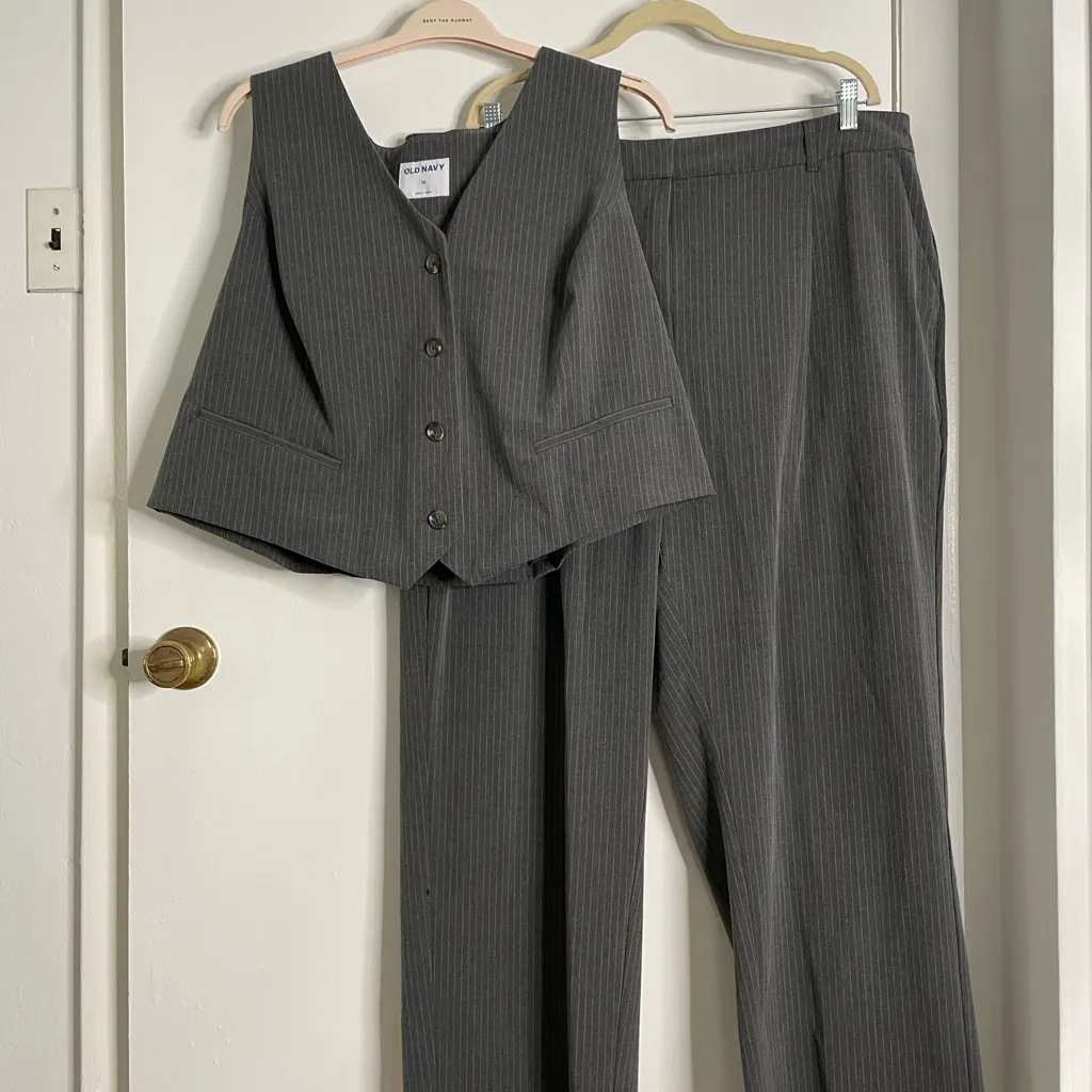 Old Navy Charcoal Pinstripe Women's Pantsuit Set - Image 2