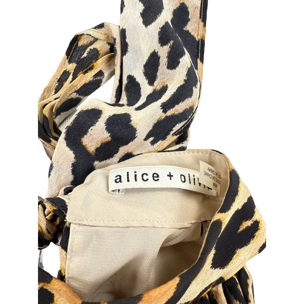 Alice + Olivia - "Maris" Printed Halter Top in Spotted Leopard Multi - Image 2