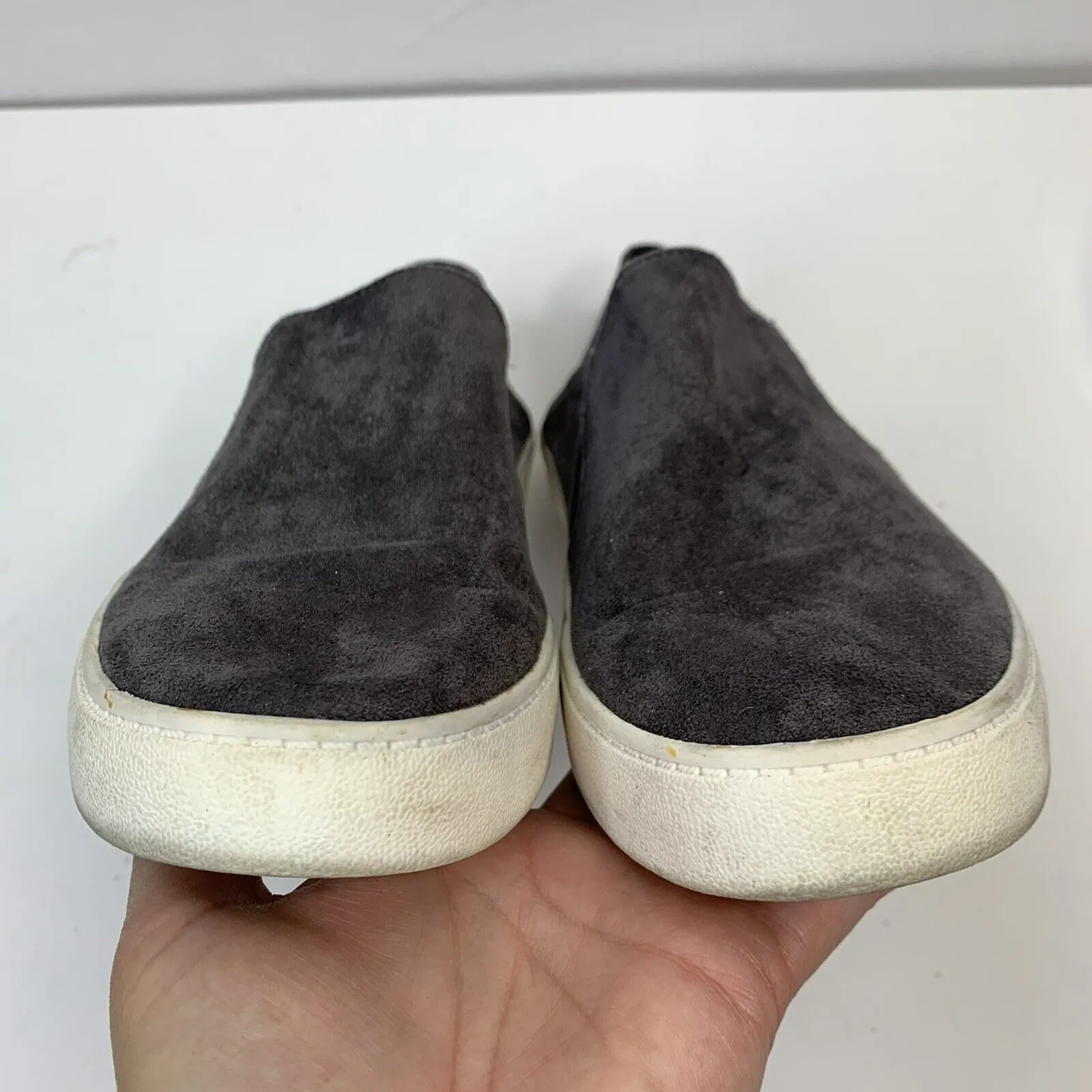 Steve Madden Sz 8 Loafer Fayna Slip On Dark Gray Vegan Suede Fabric Shoe Casual - Image 9