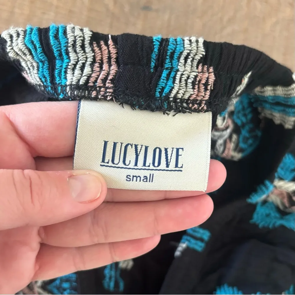 Lucy Love  black blue tribal joshua tree embroidered casual pants - Image 7