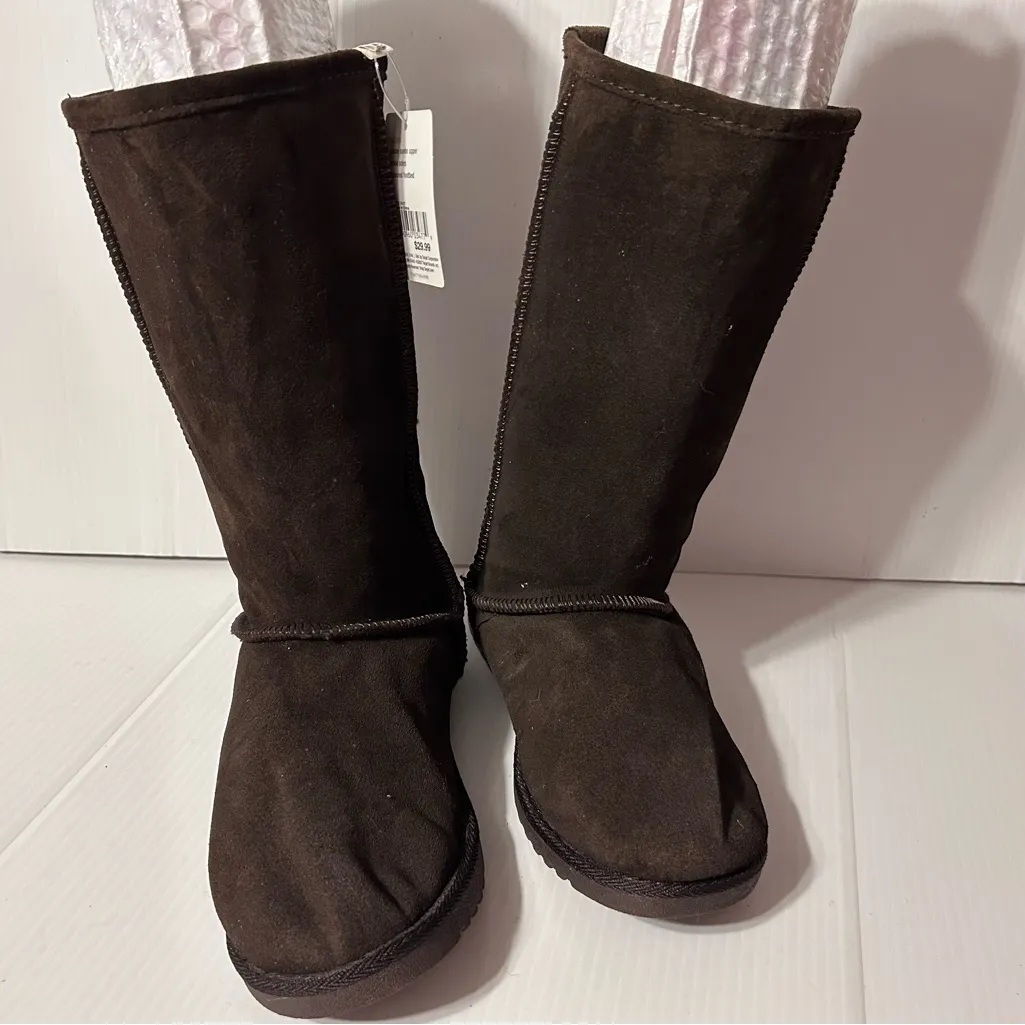 Xhilaration expresso genuine suede upper winter tall boots women size 8 - Image 3
