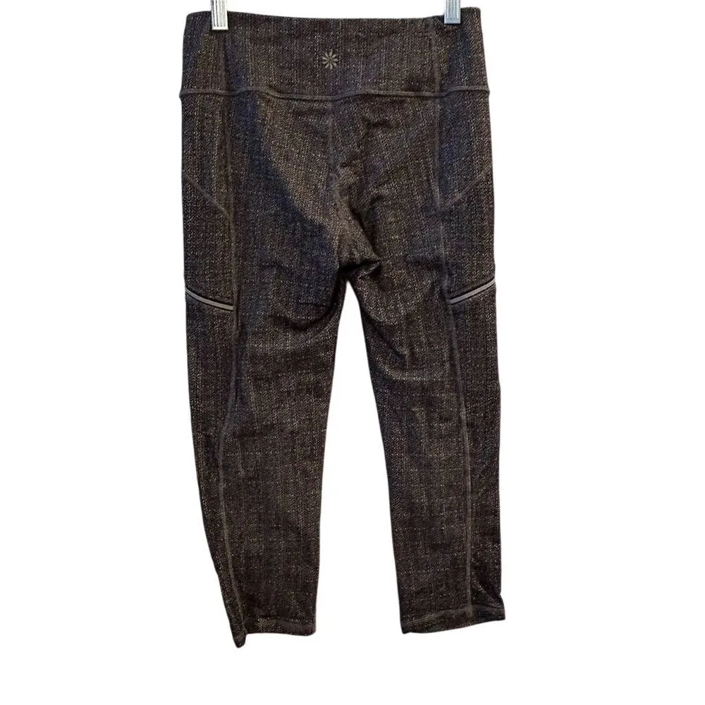 Athleta Women's Gray Herringbone Capri Leggings Size S Activewear - Image 3