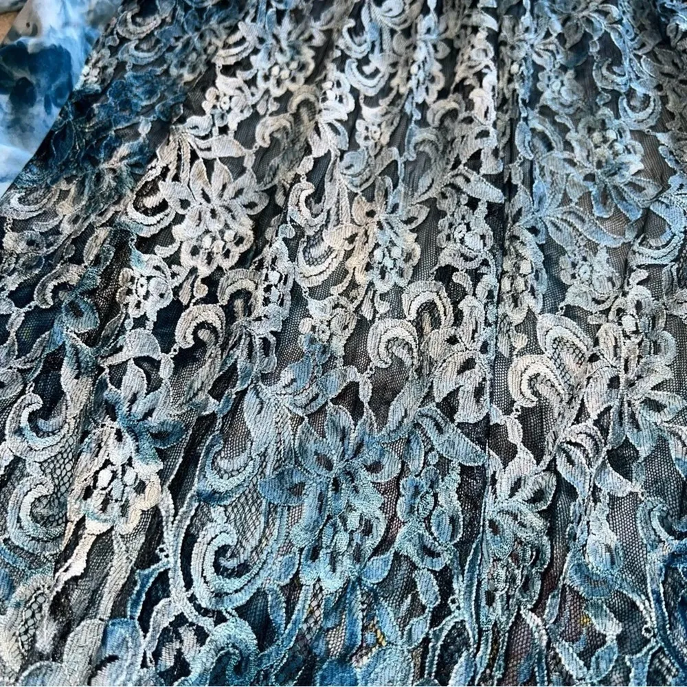 Heyne Bogut Tie Dye Lace Back Button Up Small Blue - Image 4