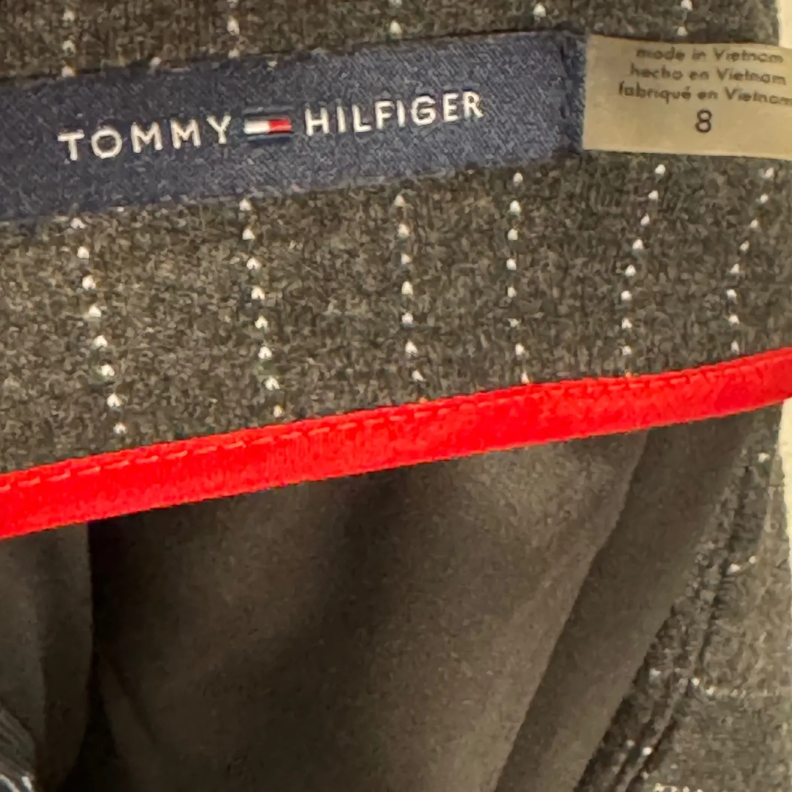 Tommy Hilfiger Gray Pinstripe Pencil Skirt Sz 8 Button Detail Professional Midi - Image 6