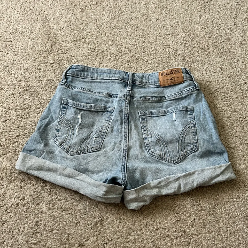 Hollister High Rise Denim Boyfriend Shorts Size 26 Light Wash Distressed‎ - Image 7