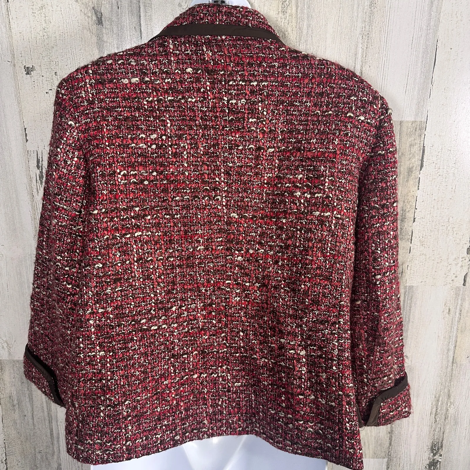 Talbots Wool Blend Tweed Blazer – Burgundy & Brown – Sz 10 • Classic - MSRP $199 - Image 2