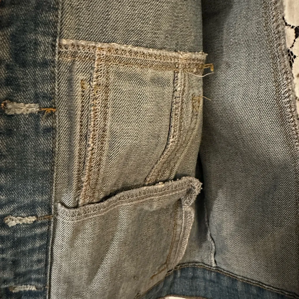 Chloé Chloe Blue Denim Fabric with Lace on back size Med - Image 7