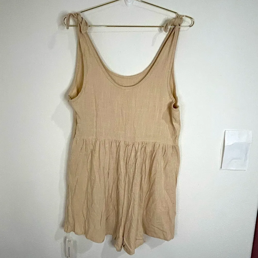 Hilomirics Large Beige Sleeveless Romper Summer Casual Lightweight Boho Style - Image 6