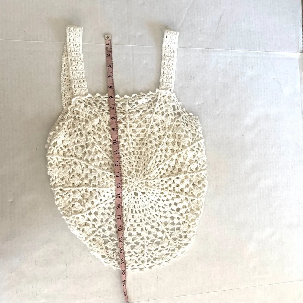 Rebecca Taylor “Crochet Doily” white moonstone open knit tank top Size … - Image 9