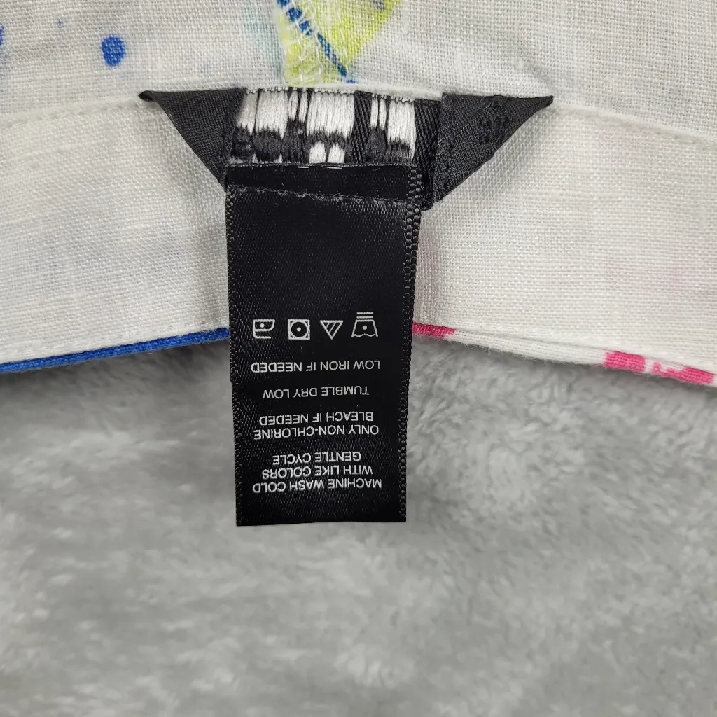 Ali Miles 100% Linen Women's Size 1X Paint Splash Tunic Top Pockets 3/4 Sleeve Pink - Image 5