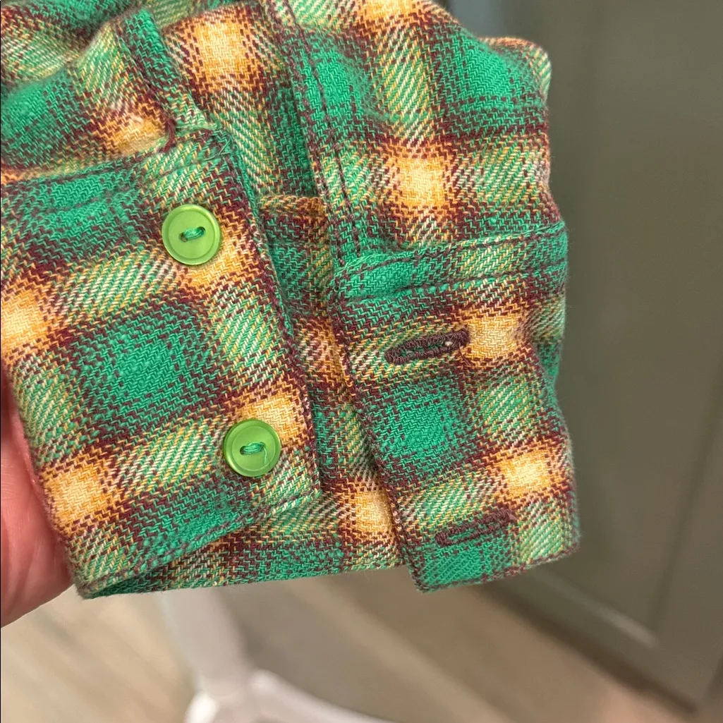 BDG Green and Orange Plaid Shirt - Image 6