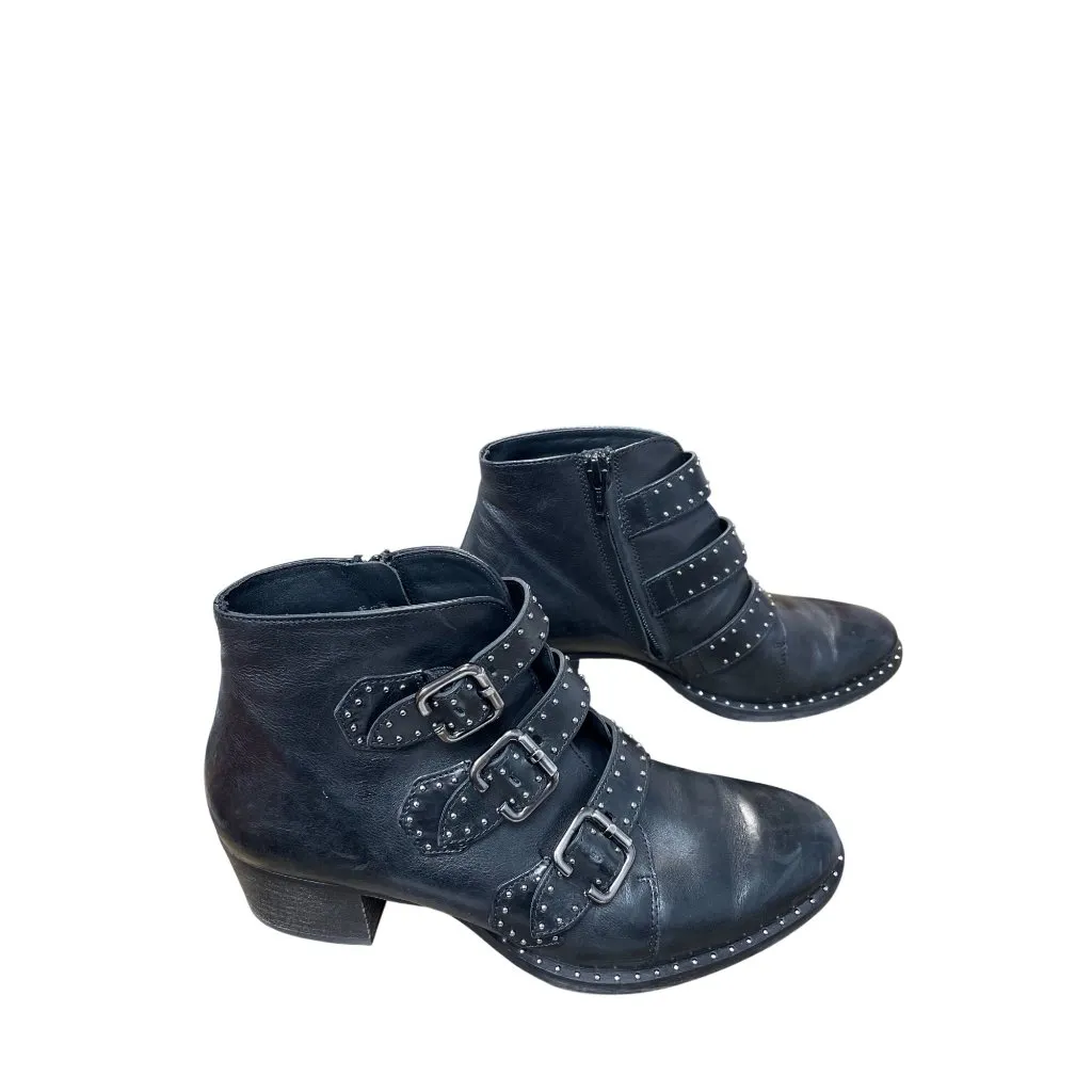 Paul Green Womans Black leather studed moto ankle boots sz 5.5 SKU 9631 - Image 3