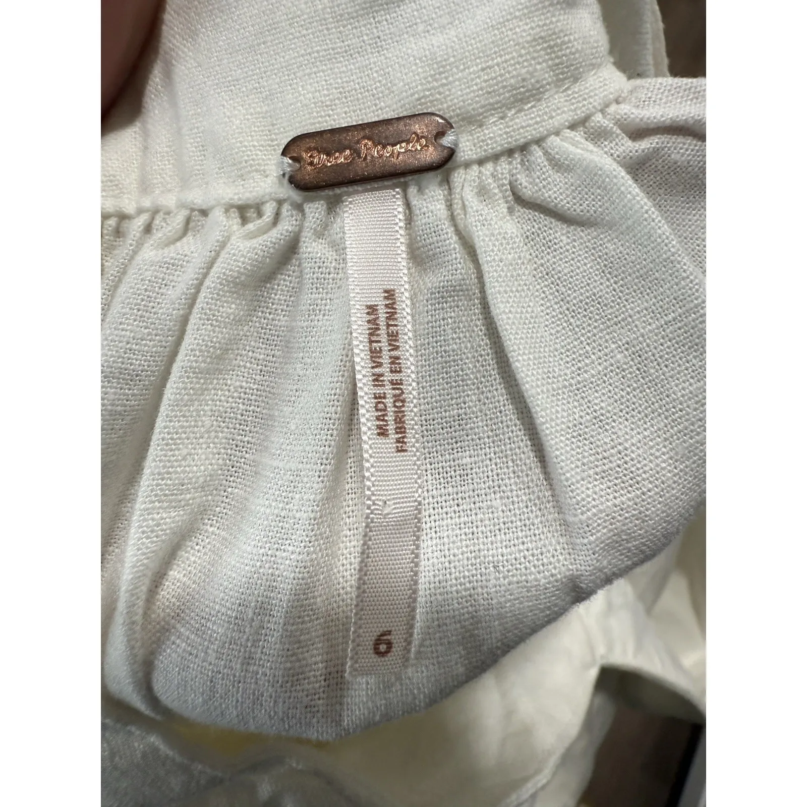 Free‎ People Carolina Linen Button Front Sun Dress White 6 - Image 4