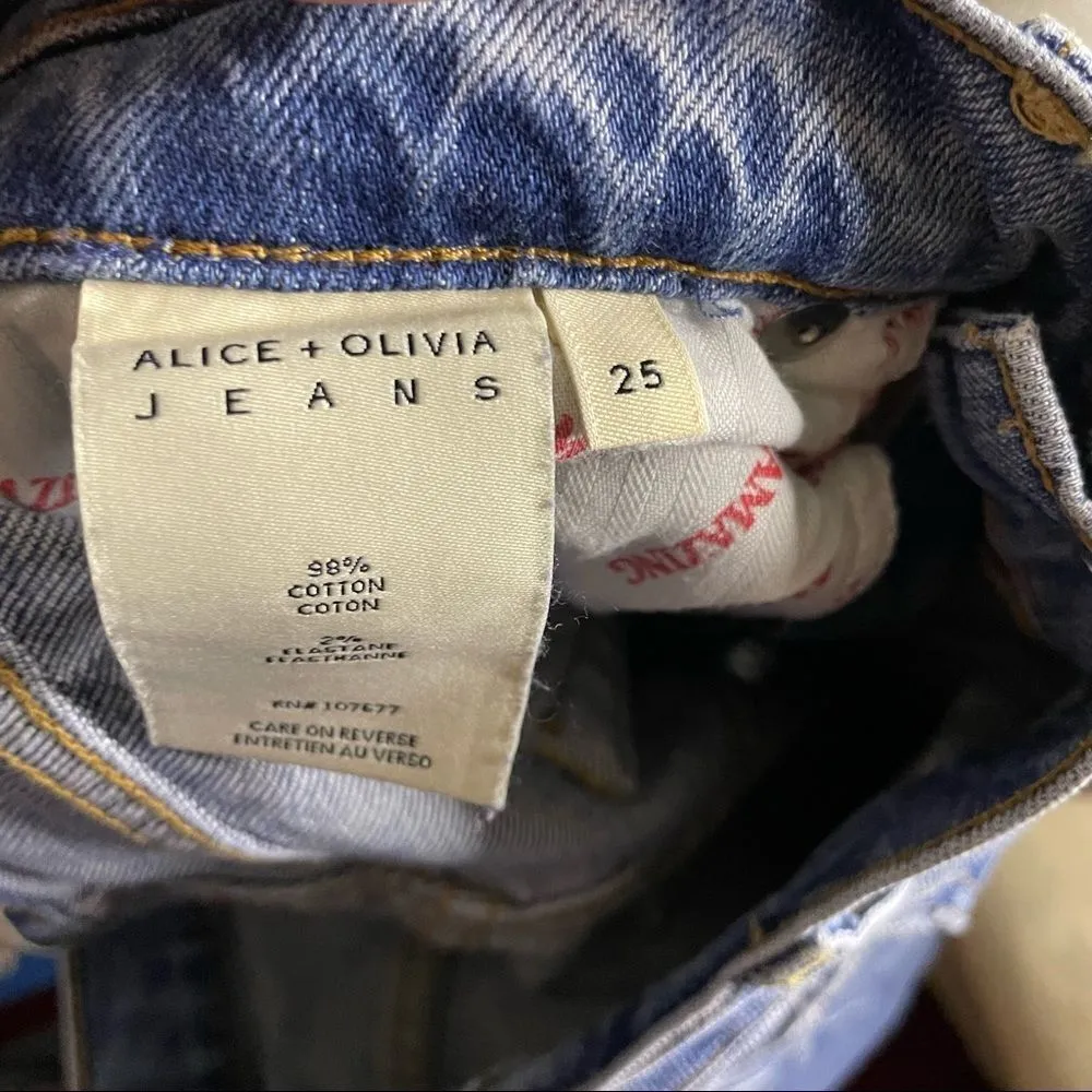 Alice + Olivia Amazing Double Waist Straight Leg Jeans in Watch Me-  Size 25 - Image 9