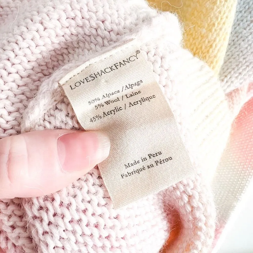 LoveShackFancy Naveen V-Neck Pullover Alpaca Blend Sweater in Tie Dye Fairy Tale - Image 8