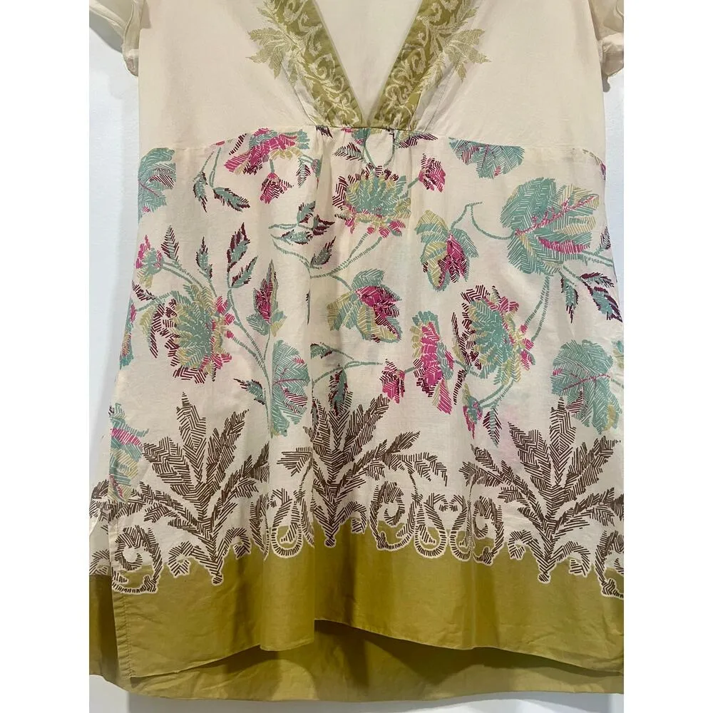 J Jill Cotton Short sleeve Deep V  Tunic Summer Top Small - Image 4