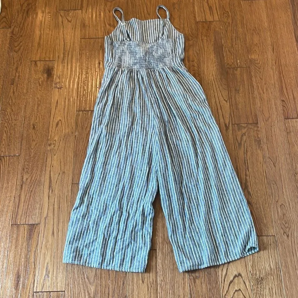 Old Navy striped linen blend jumpsuit small - Image 7