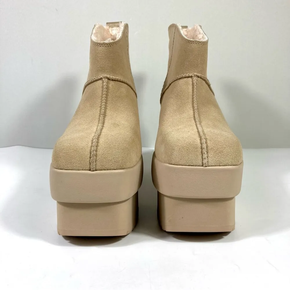 UGG Mini New Heights Chunky Platform Boots Mustard Seed Size 10 NEW - Image 13