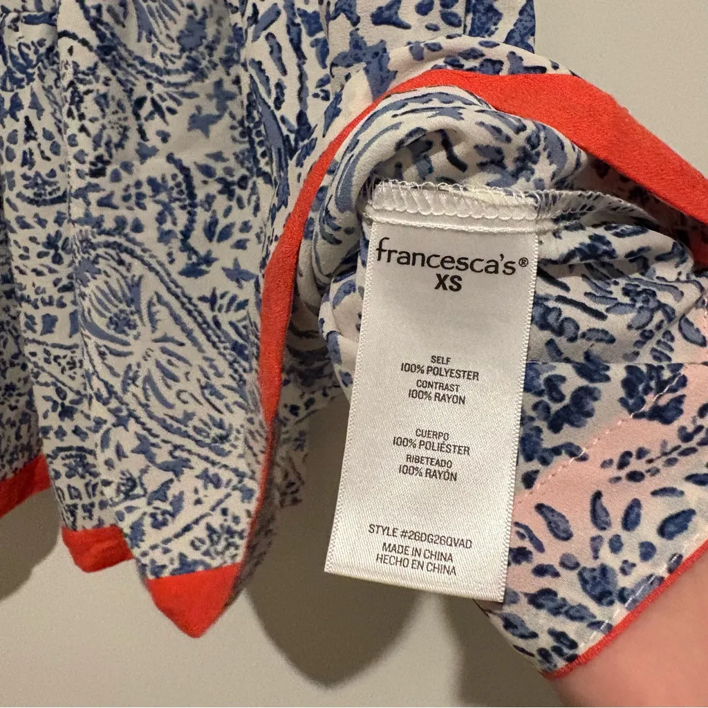 Francesca’s Audrey‎ Parks Paisley Tiered maxi dress Blue white orange size XS - Image 6