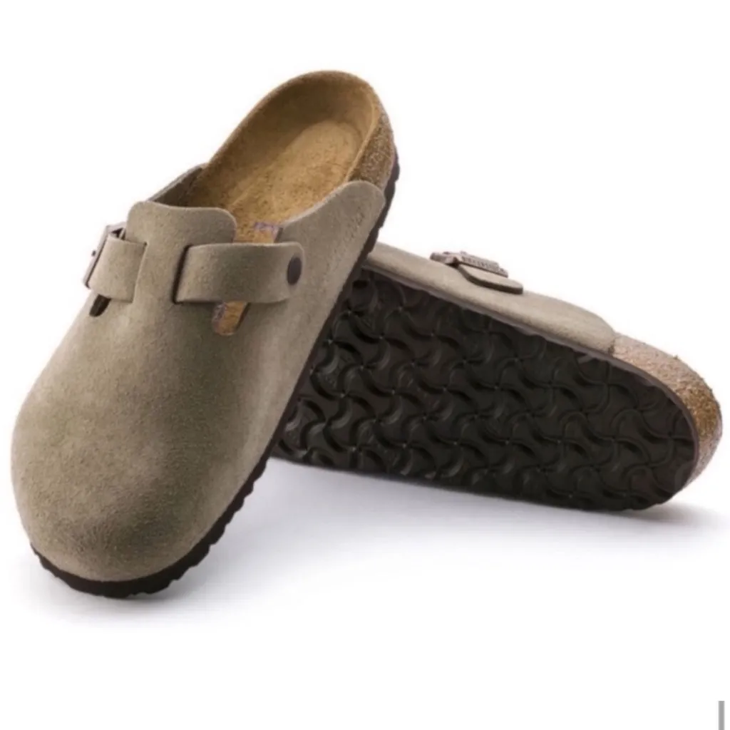 Birkenstock Boston Clogs Suede Taupe - Image 2